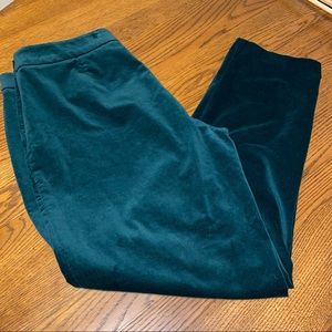 Talbots Curvy Stretch Christmas Green Velvet Ankle Pants